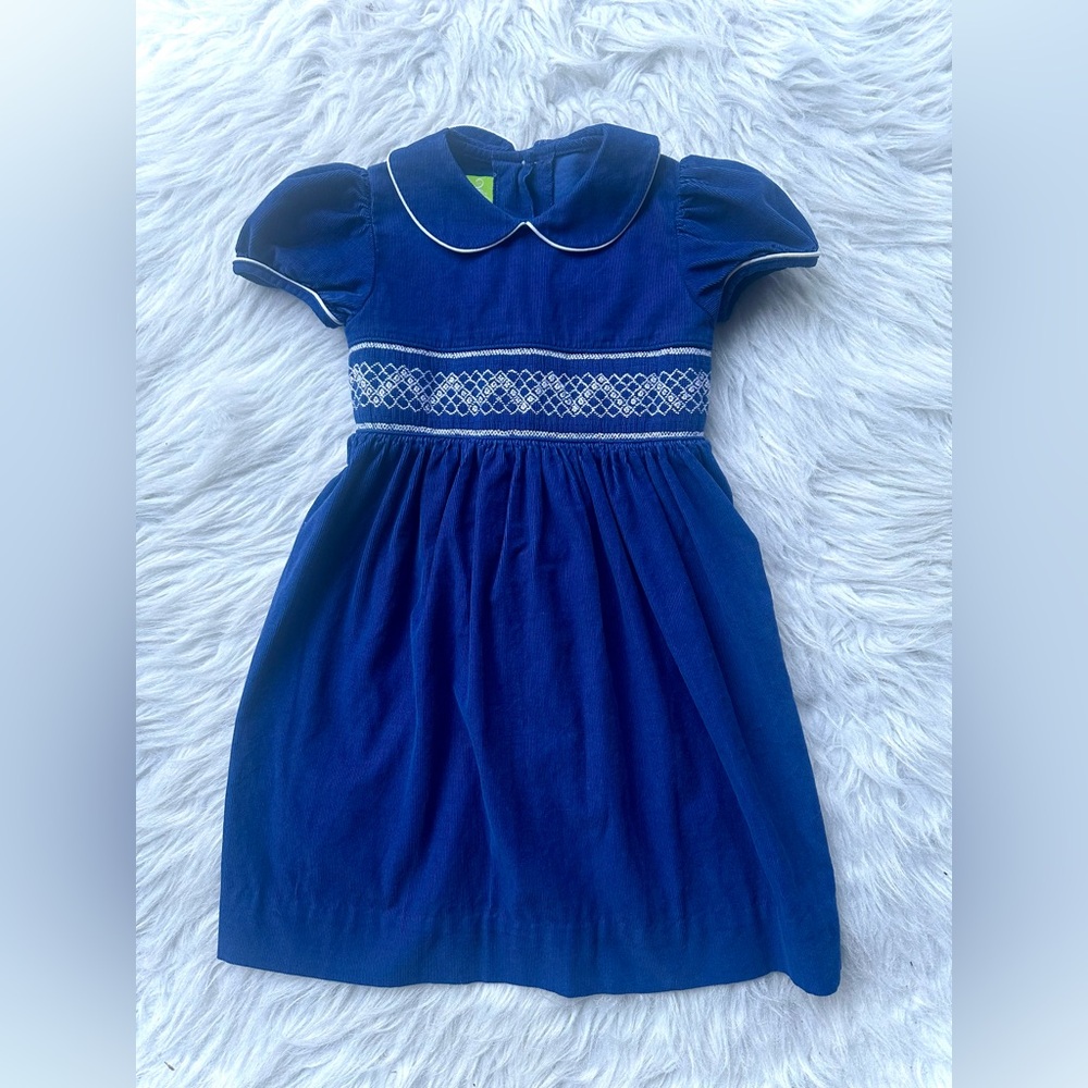 Elegant Kids Smocked Dress with White Accents